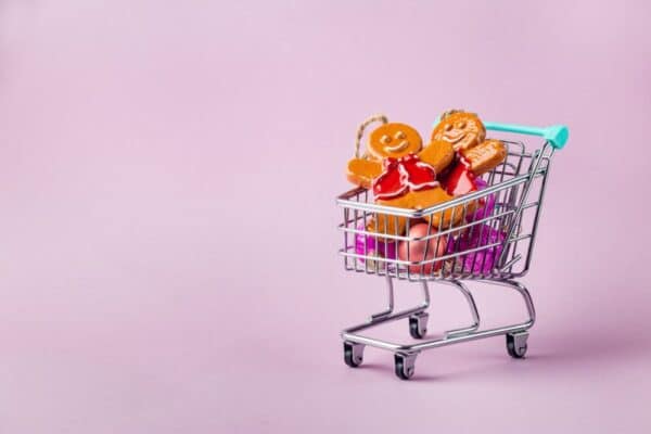 shopping cart with presents